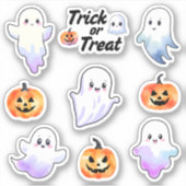 Sticker Couleur Citrouille de Fantôme mou et d'Halloween (Devant)