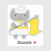 Sticker Couleur Garde Drapeau Équipe Chat Blanc Jaune (Feuille)