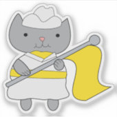 Sticker Couleur Garde Drapeau Équipe Chat Blanc Jaune (Devant)