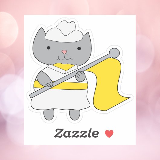 Sticker Couleur Garde Drapeau Équipe Chat Blanc Jaune