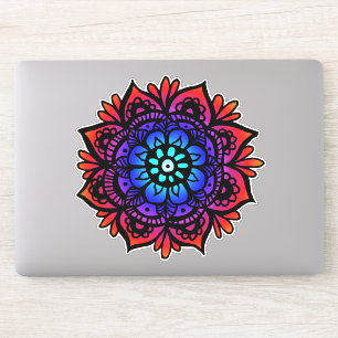 Sticker Couleur Mandala Flower Rouge Noir