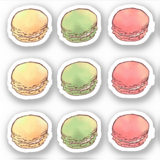 Sticker couleur pastel doux Macarons (Devant)