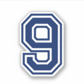 Sticker Couleur personnalisée numéro neuf 9 police de l'éc (Devant)