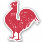 Sticker Couleur personnalisée vintage Red Roster (Devant)