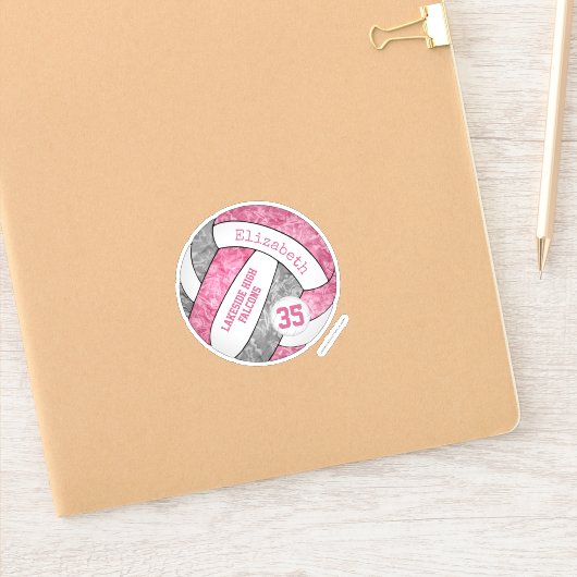 Sticker couleur rose gris girly de l'équipe de volley-ball (Carnet)