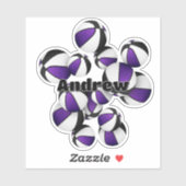 Sticker couleur violet noir de l'équipe basketballs nom du (Feuille)