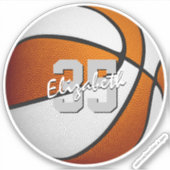 Sticker couleurs de l'équipe de basket blanc orange (Devant)