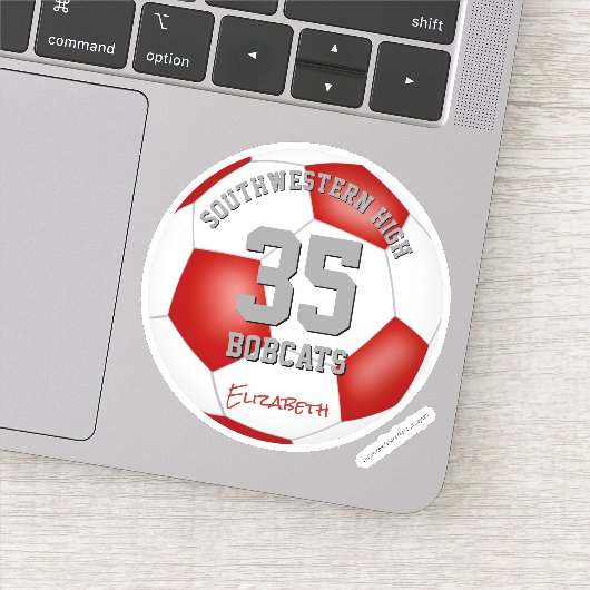 Sticker Couleurs de l'équipe de football blanc rouge (Détail)