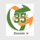 Sticker couleurs de l'équipe de volley-ball orange vert (Feuille)