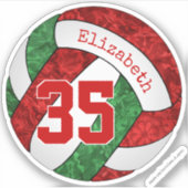 Sticker couleurs de l'équipe de volley-ball rouge girly (Devant)
