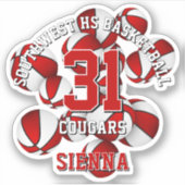 Sticker couleurs de l'équipe rouge basket-ball cluster w n (Devant)