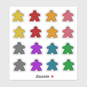 Sticker Couleurs de Meeples mignonnes Personnage de jeu de