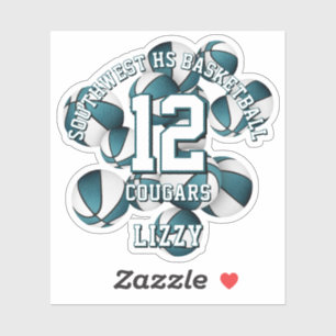 Sticker Couleurs d'équipe turquoise basket-ball nom de l'é