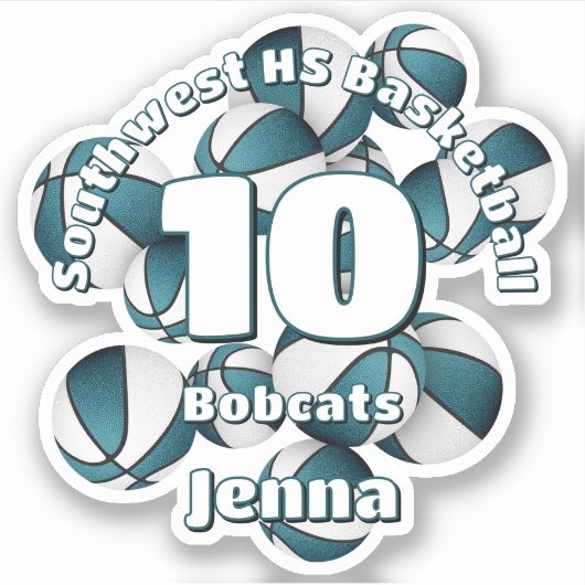 Sticker Couleurs d'équipe turquoises basket-ball enfants s (Devant)