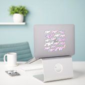 Sticker Couleurs joyeuses rose script girly vacances (Ordinateur portable sur le bureau)