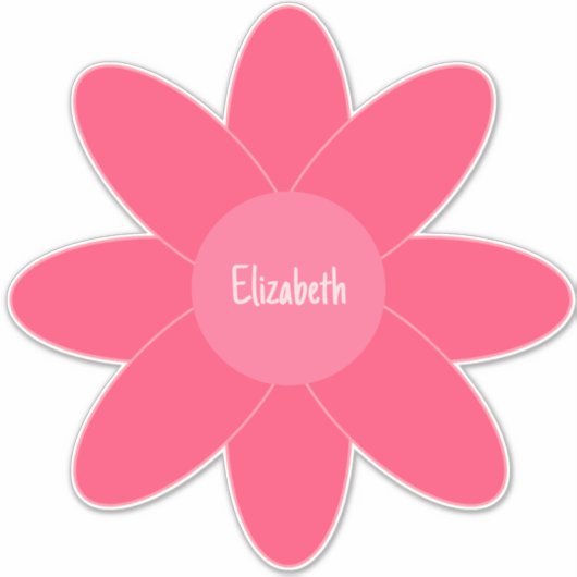 Sticker Couleurs mignonnes de Fleur rose et nom (Devant)