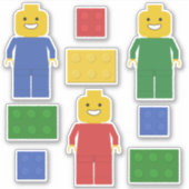 Sticker Couleurs primaires Jouet Construire des briques et (Devant)