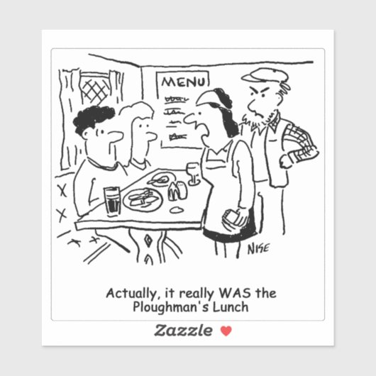 Sticker Country Pub Plowman's Lunch Cartoon. (Feuille)