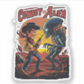 Sticker Coup de feu à Sundown - Cowboy vs Alien (Devant)