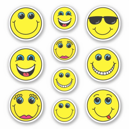 Sticker Coup Drôle Emoji Visages Caractères (Devant)