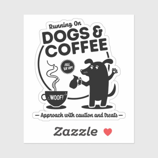 Sticker Coup sur Chiens et Café Die-Cut (Feuille)