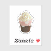 Sticker Coupe à la crème à la crème hachée de chocolat et  (Feuille)