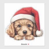 Sticker coupe-baise de caniche de Noël festif (Feuille)