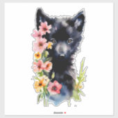 Sticker Coupe d'aquarelle Black Baby Wolf (Feuille)