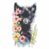 Sticker Coupe d'aquarelle Black Baby Wolf (Devant)