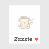 Sticker Coupe De Café Couleur Aquarelle Cute Avec Coeur (Feuille)