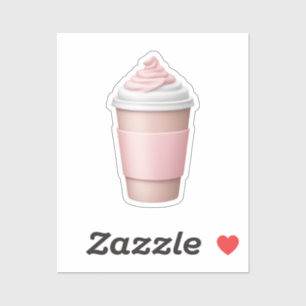 Sticker Coupe de café rose avec Emoji de crème humide