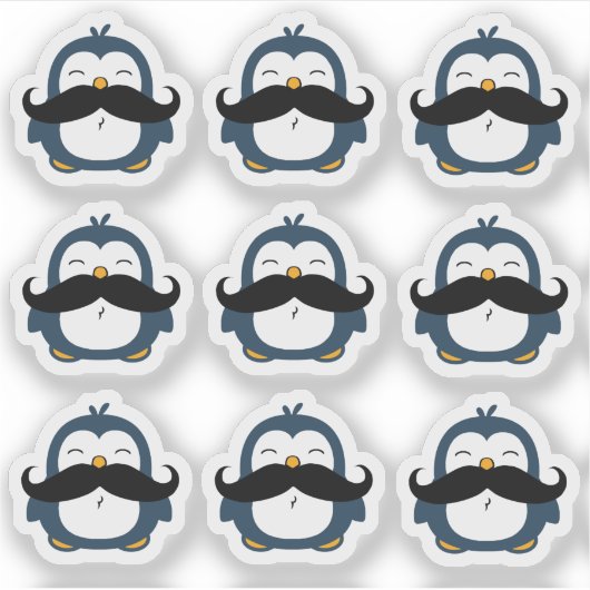 Sticker Coupe de contour de la moustache pingouin (Devant)