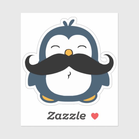 Sticker Coupe de Contour de Pingouin Moustache (Feuille)