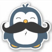 Sticker Coupe de Contour de Pingouin Moustache (Devant)
