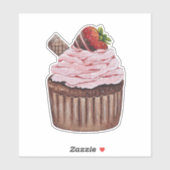 Sticker Coupe De Fraise Cute À L'Aquarelle (Feuille)