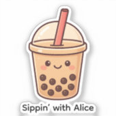 Sticker Coupe de Thé Cute Boba - Sticker personnal (Recto)