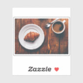 Sticker Coupe du Café et Croissant sur table rustique (Feuille)