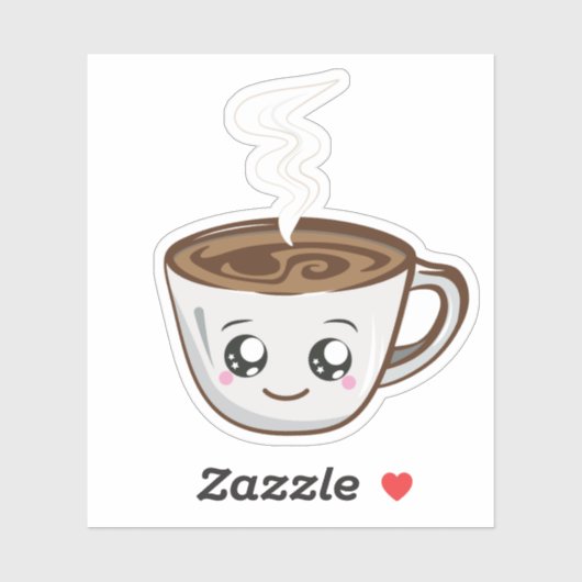 Sticker Coupe Kawaii de café (Feuille)