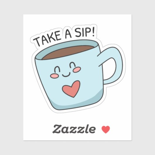 Sticker Coupe mignonne dessin d'amour (Feuille)