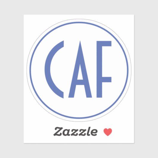 Sticker Coupe Monogramme Bleu et Blanc Baiser (Feuille)