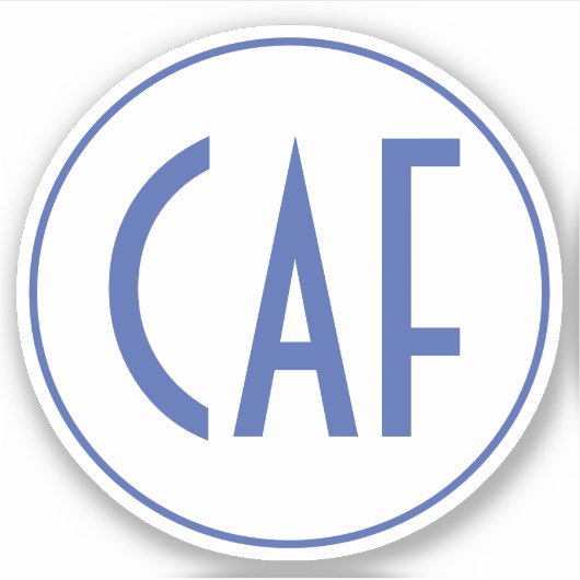 Sticker Coupe Monogramme Bleu et Blanc Baiser (Devant)