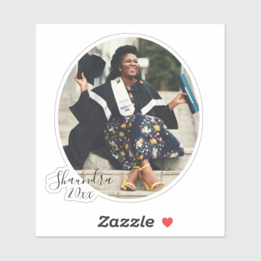Sticker Coupe Personnalisé Photo Graduation Script (Feuille)