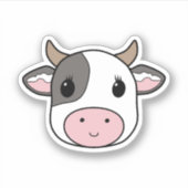 Sticker Coupe Personnalisé Vache Cute (Devant)