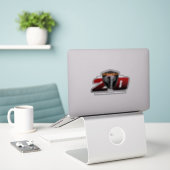 Sticker Coupe personnalisée 20e anniversaire Vinyl Blanc (Ordinateur portable sur le bureau)