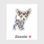 Sticker coupe sugar skull chihuahua (Feuille)