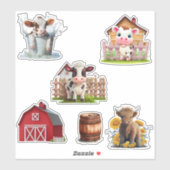 Sticker Coupe sur mesure de la ferme de 6 étables de vache (Feuille)