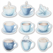 Sticker Coupes de café bleu aquarelle (Devant)