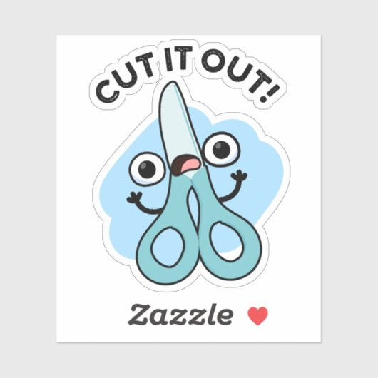 Sticker Coupez-Le Drôle Ciseaux Puns (Feuille)