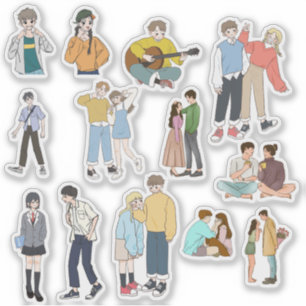 Sticker Couple Anime Esthétique et Amis Vie Quotidienne Vi