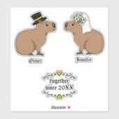 Sticker couple Capybara (Feuille)